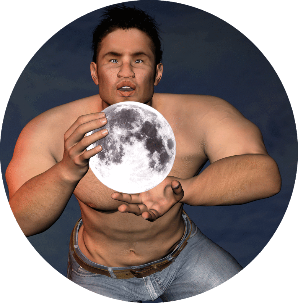 man holding the moon